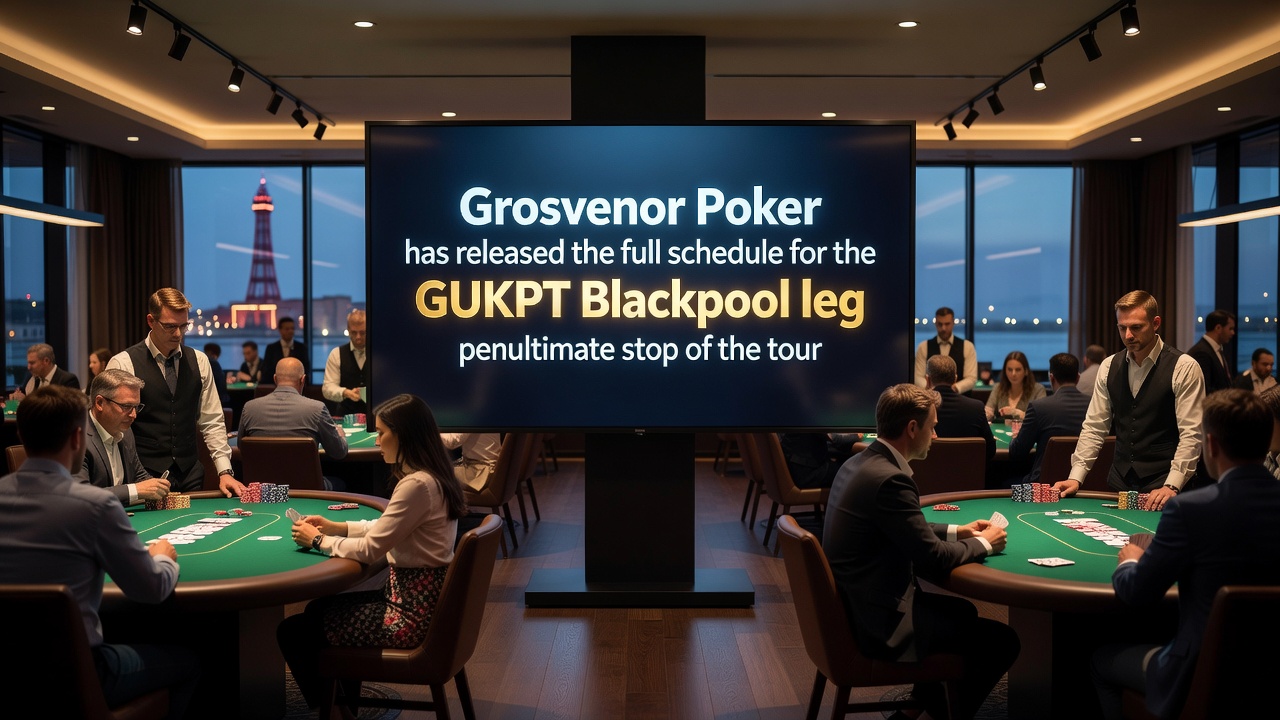 Poker tournament tables set up inside Grosvenor Casino during a GUKPT leg